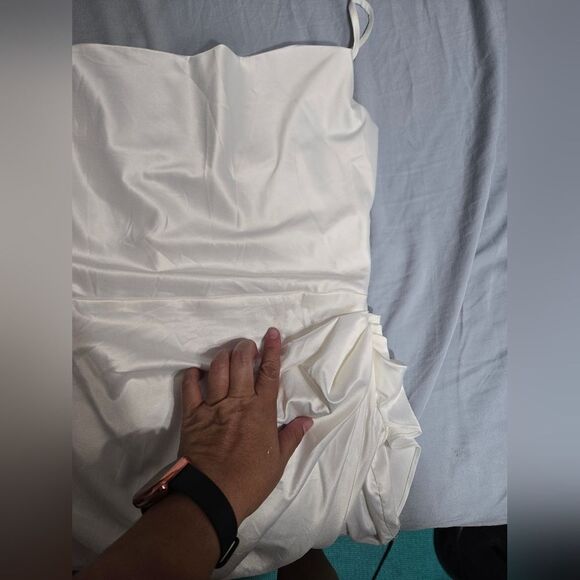 Women's Satin Slip Dress Cowl Neck Backless Ruched Bodycon Sexy Club Midi sz M - Picture 11 of 14